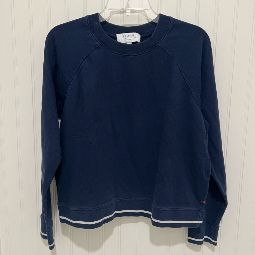 La Ligne Navy  Blue Crewneck Sweater Sweatshirt with Small